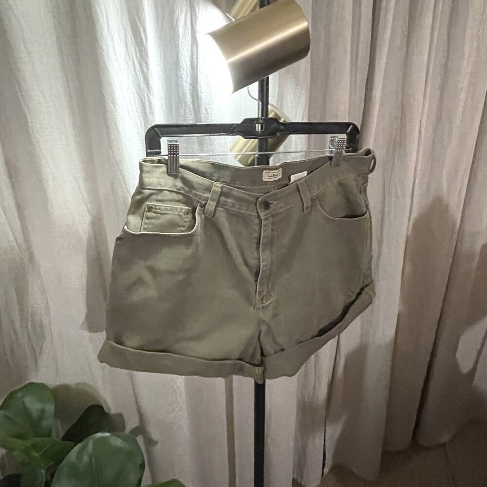 LLBEAN khaki cropped jean shorts spring break jorts‎ 16 midsize comfort cotton